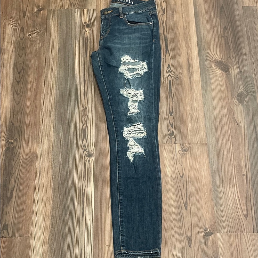 Articles of Society Women's Ripped Dark Blue Skinny Jeans